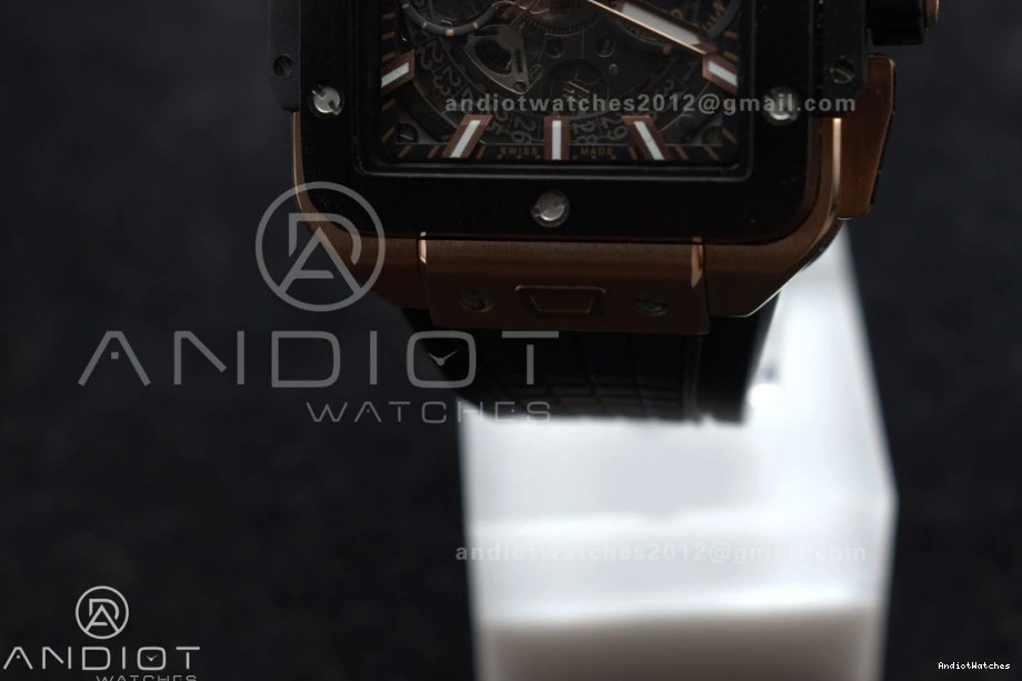 Edition 42mm Strap 1116 Square Bang Bezel RG 1:1 Rubber Black Best Dial A Skeleton on Unico Affordable Ceramic BBF 1022